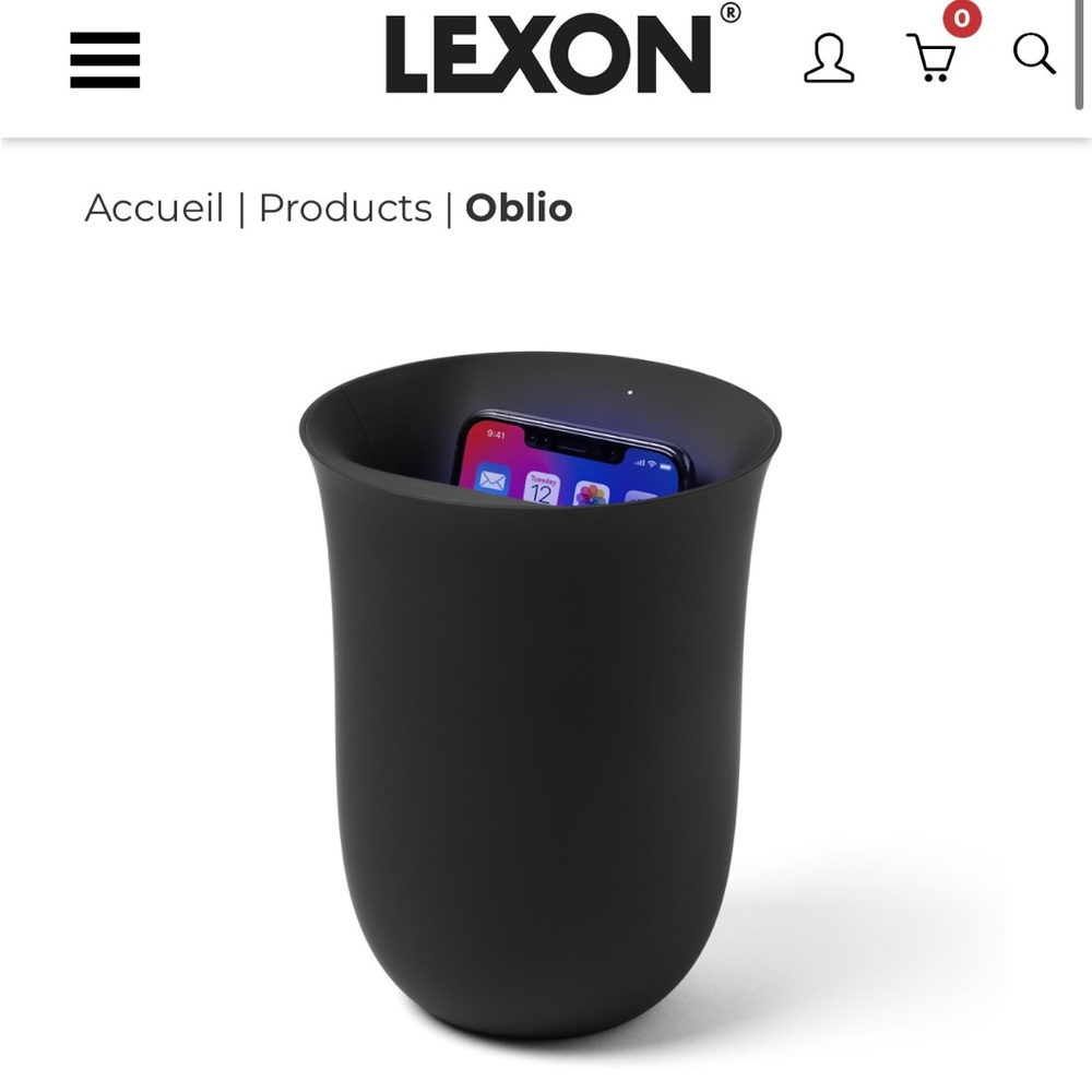 Lexon Design Oblio phone charger and sanitizer with charging cord